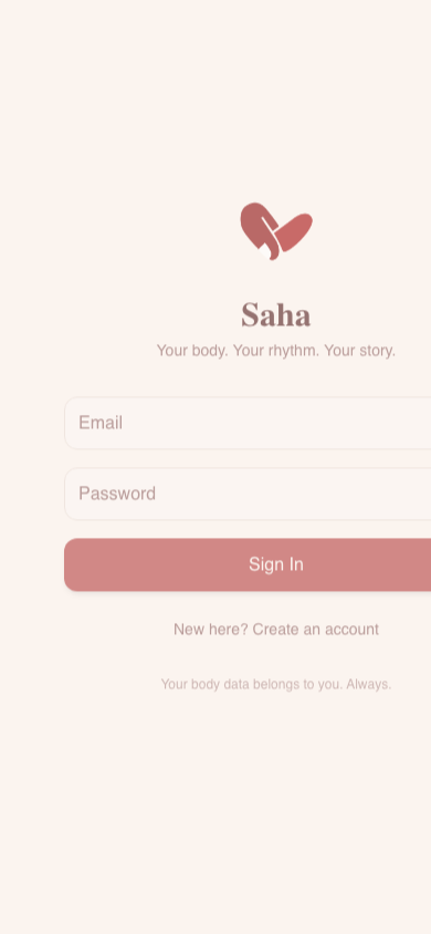 Saha app sign-in screen
